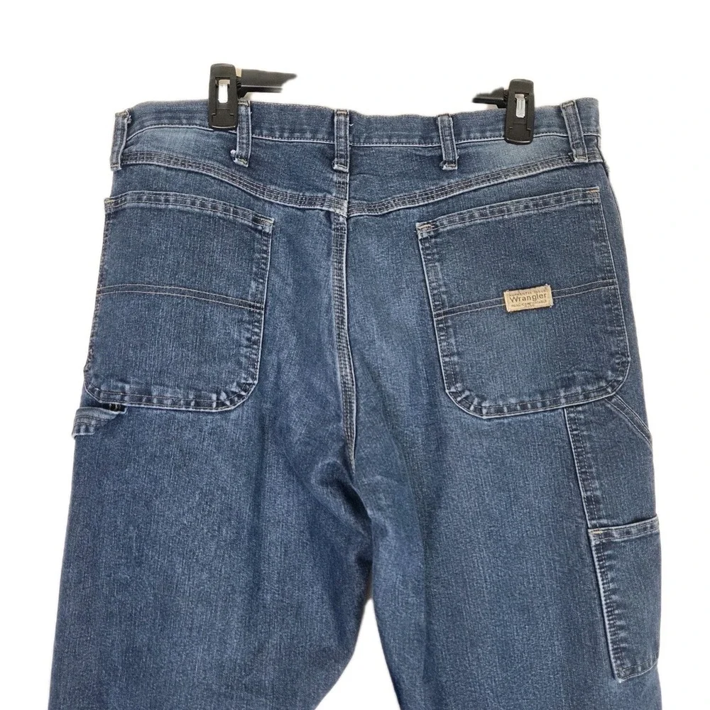 VTG Wrangler Carpenter Jeans 36 X 34 Cargo Mens Workwear Medium Wash